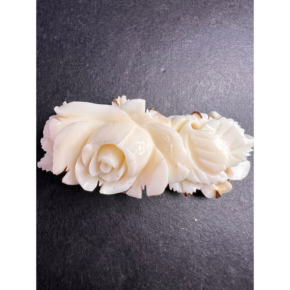 Vintage angel skin coral rose carving